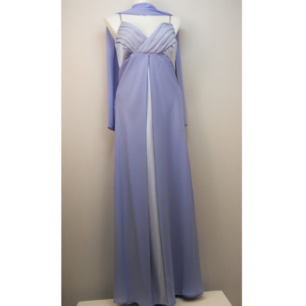 Aspeed Women's Formal Dress Chiffon Overlay W/Scarf Blue Size 4XL **NEW WITH TAG
